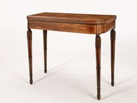 A Regency rosewood and inlaid card table