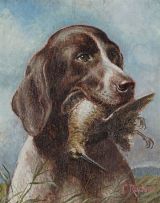 After Carl Reichert; Hunting Dogs, a pair