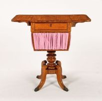 A Victorian satinwood, mahogany and inlaid sewing, writing and work table