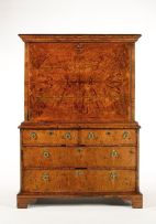 A George I walnut secretaire cabinet-on-chest, 18th century