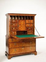 A George I walnut secretaire cabinet-on-chest, 18th century