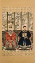 A Chinese ancestor double portrait, late 19th/early 20th century