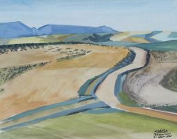 Peter Clarke; Over the Lands, the Road Goes to Caledon; in the Background the Riviersonderend Mountains