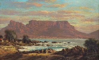 Tinus de Jongh; View of Table Mountain from Bloubergstrand