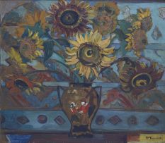 Alice Tennant; Still Life with Sunflowers in a Dutch Vase