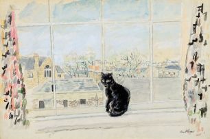 Enslin du Plessis; Black Cat on a Window Sill