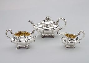 A William IV three-piece silver tea service, Joseph Angell & John Angell, London, 1832