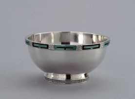 A Norwegian silver and enamel pedestal bowl, J Tostrup, Oslo