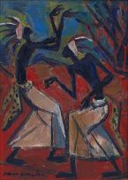 Maurice van Essche; Two Dancing Congolese Figures