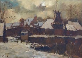 Jan Korthals; Dutch Town in Winter