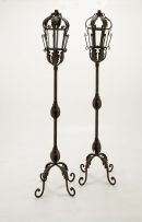 A pair of Venetian wrought-iron standing lanterns, 20th century