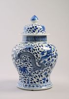 A Chinese blue and white jar and cover, Qing Dynasty, late 19th/early 20th century