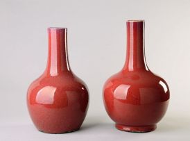 Two Chinese copper red-glazed vases, Qing Dynasty, late 19th/early 20th century