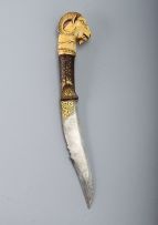 A Mughal ivory-hilted gold-damascened dagger, 18th century