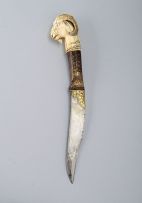 A Mughal ivory-hilted gold-damascened dagger, 18th century