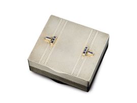 Silver and sapphire-mounted cigarette case, Dunhill, London