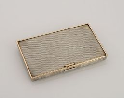 Silver, gold and sapphire-mounted cigarette case, Mauboussin, Paris, 1920s