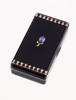 Art Deco black lacquer, gold and silver-gilt box, Cartier