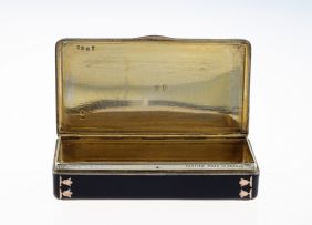 Art Deco black lacquer, gold and silver-gilt box, Cartier