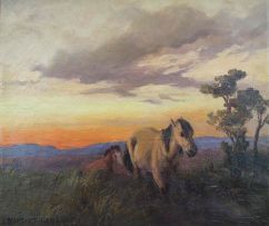 Allerley Glossop; Horses at Sunset