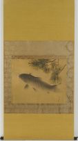 A Japanese scroll painting of a carp, Meiji Period (1868-1912)
