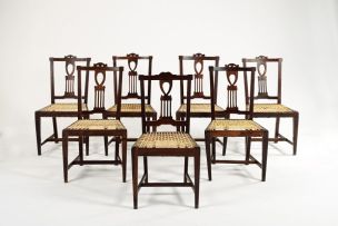 A harlequin set of seven Cape Neo-classical stinkwood side chairs, early 19th century