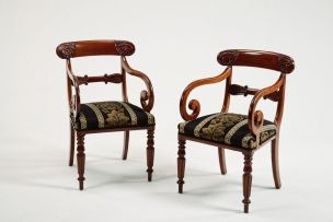A pair of William IV mahogany armchairs