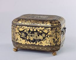 A Chinese export lacquer tea caddy, Qing Dynasty late 18th/early 19th century
