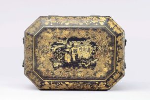 A Chinese export lacquer tea caddy, Qing Dynasty late 18th/early 19th century