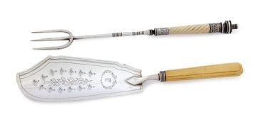 A George III silver and ivory fish slice, Thomas Wallis II, London, 1806