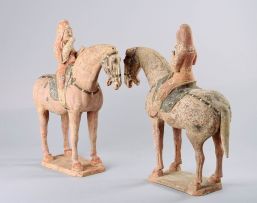 Two painted pottery figures of equestrians, Tang Dynasty (618-907)