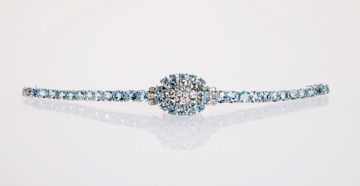 Lady's aquamarine and diamond bracelet watch, Roy King, London, 1964