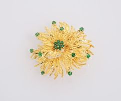 Emerald and gold brooch, 1970s