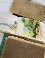 William Frederick Padwick Burton; A Collection of four sketch books and a basildon band writing pad of 175 sketches and watercolours executed while the artist was living in the Congo in the 1950's