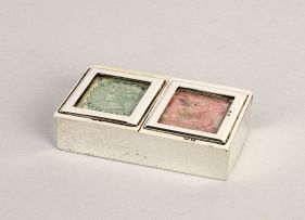 A Victorian silver double hinged double stamp box, Cohen & Charles, Chester, 1900