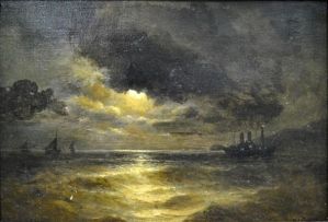 Charles James Parry; Steamer by Moonlight