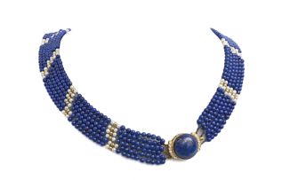 Lapis lazuli and pearl necklace