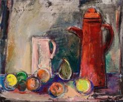 Carl Büchner; Still Life with Red Coffee Pot