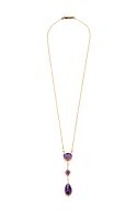 Edwardian amethyst and seed pearl pendant necklace