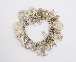 Silver and metal charm bracelet