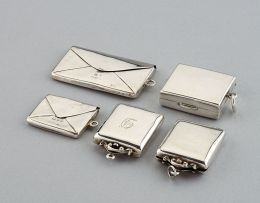 Two Edward VII silver pocket double stamp cases, Albert Ernest Jenkins, Birmingham, 1909 and 1910, Rd 540975