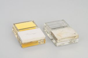 Two George V glass and silver-mounted double stamp box and moisteners , Cohen & Charles, London, 1911 and 1912
