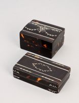 Two Edward VII tortoiseshell and piqué inlaid stamp boxes, early 20th century