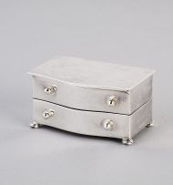A George V silver novelty quadruple compartment stamp box in the form of a chest of drawers, possibly A & J Zimmerman, Birmingham, 1912, Rd 549313