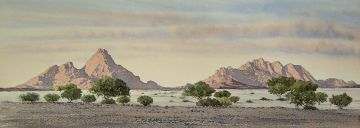 Connie Downing; Namibian Landscape with the Spitskoppe and Pondok Mountains