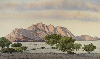 Connie Downing; Namibian Landscape with the Spitskoppe and Pondok Mountains