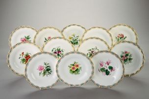 Twelve Minton fruit plates, 1869