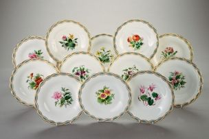 Twelve Minton fruit plates, 1869