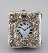 A Victorian silver-mounted pocket watch frame, A & E Zimmerman, Birmingham, 1900