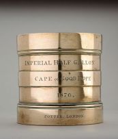 A Victorian brass Imperial half gallon measure, Cape of Good Hope, 1876